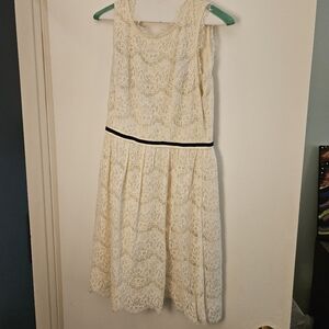 Ark & Co Off White and Black Lace Dress Size M